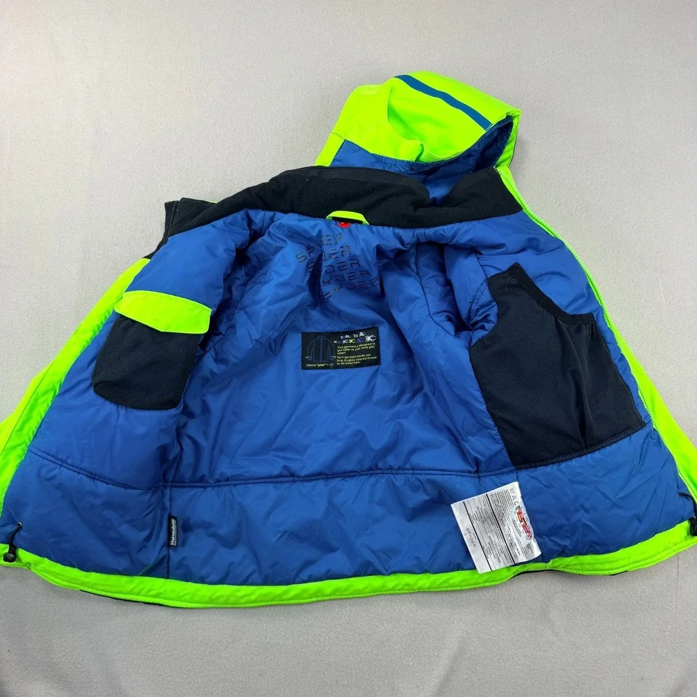 Spyder Boys Size 6 Ski Jacket Neon Green Black 3M Thinsulate Small to Tall Grow